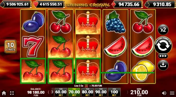 Jackpoturi și funcții speciale Shining Crown